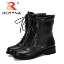 ROYYNA nuevo aumento Popular botas cortas Mujer Otoño Invierno botas De cabeza redonda Mujer Zapatos De Mujer cómodos zapatos De Mujer