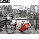 HOMFUN Full Square/Round Drill 5D DIY Diamond Painting &quot;Amsterdam Red bicycle&quot; 3D Embroidery Cross Stitch 5D Decor A01052