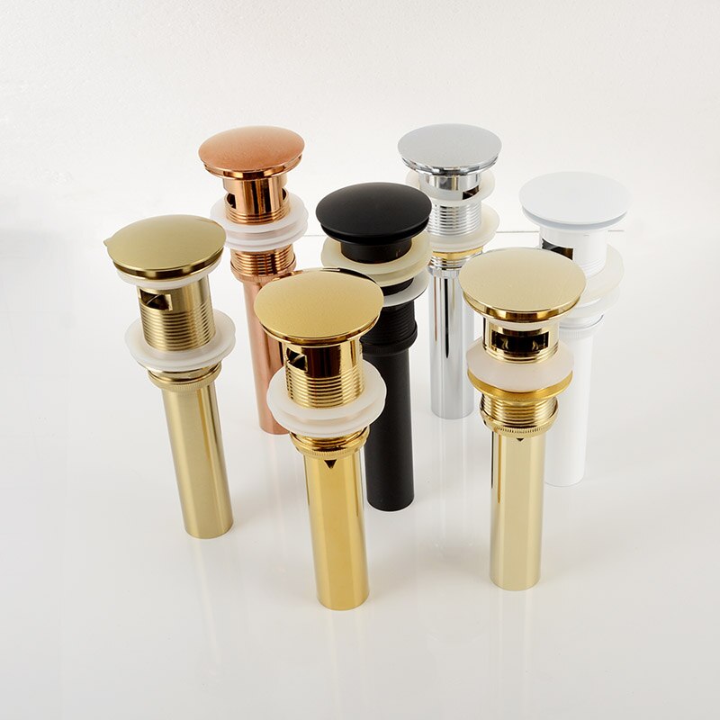 Quality Brass Bathroom Basin Pop Up Drain With Overflow Design Black/White/Chrome Plated/Zirconium gold/rose/ORB waste stopper