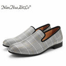 men's casual shoes 2019 Luxury men shoes chequered leather Handmade luxurious flats men's fashion  loafers