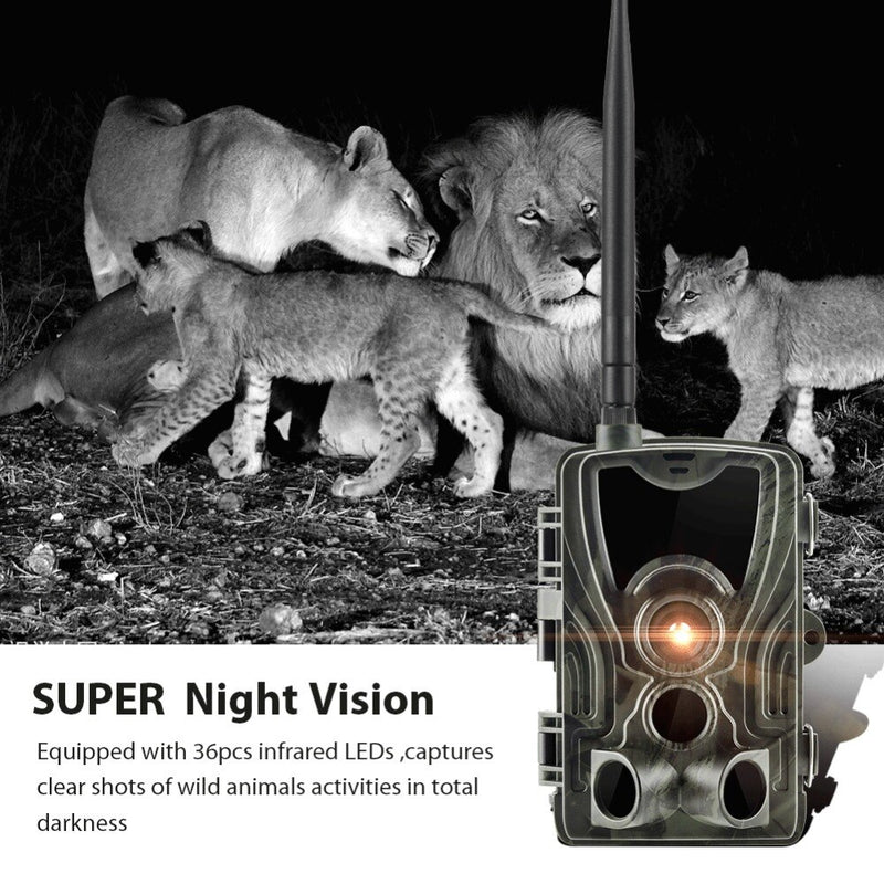 2G MMS SMS SMTP Trail Wildlife Cámara 20MP 1080P Visión nocturna Celular Cámaras de caza móviles HC801M Trampa fotográfica inalámbrica