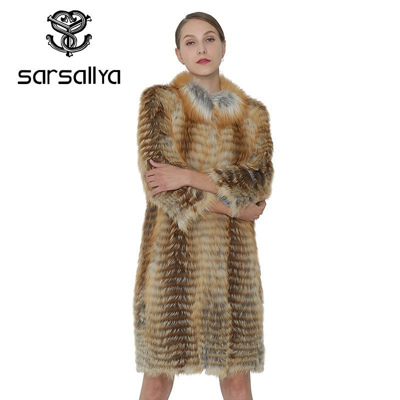 Fox Fur Coats Women Silver Fox Natural Fur Coats Female Autumn Knitted Long Genuine Fur Jackets Ladies Fashion Luxury 2020 New