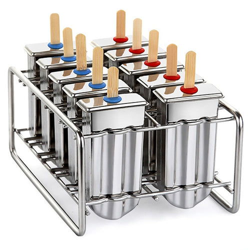 UPORS Eisformen aus Edelstahl mit Halterung, Eislutscherform, hausgemachter Eisbereiter für gefrorene Lutscher