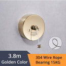 Bathroom Shelves Stainless Steel Gold Clothesline Nice Quality Single Line Hotel style Clothes Drying Line For Bathroom HJ-1256