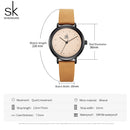 Shengke Simple Watch For Women Brown Retro Leather Relogio Feminino Top Brand Women&