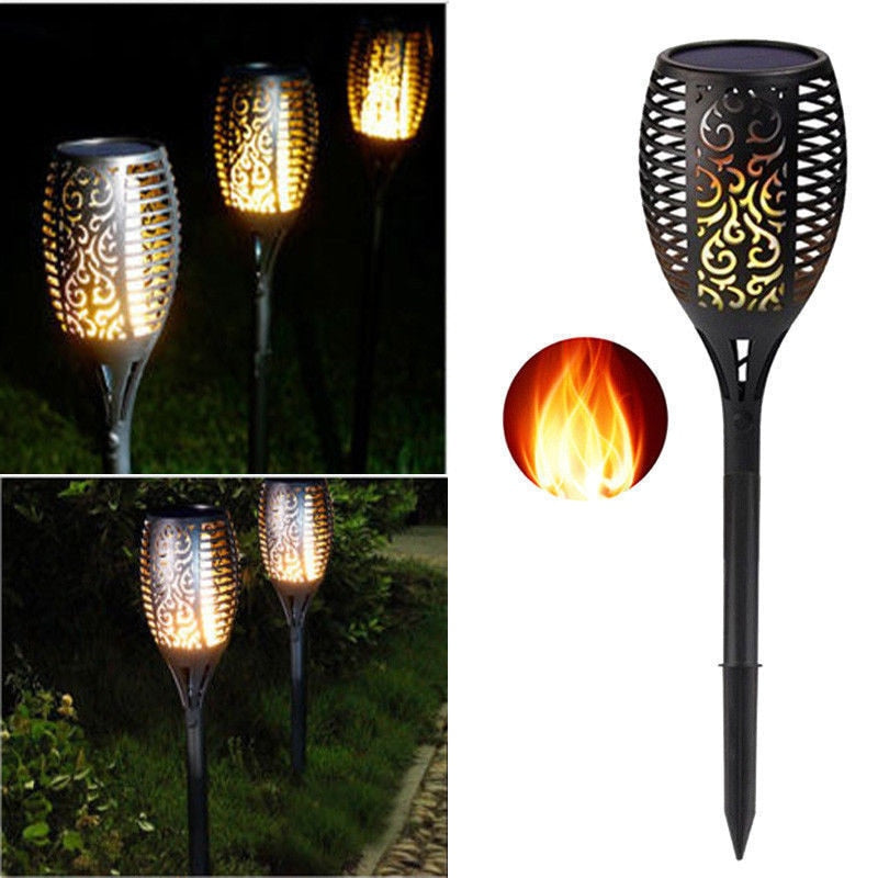 Solarbetriebene LED-Flammenlampe, wasserdichte 96 LEDs, Rasenflamme, flackernde Taschenlampe, Solar-LED-Feuer im Freien, Gartendekoration