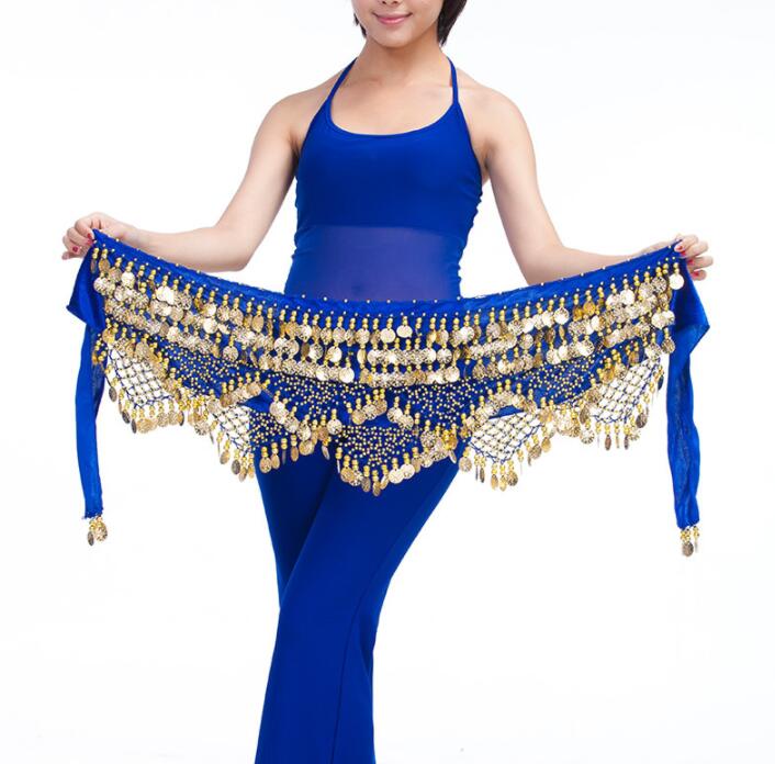 Günstige Dancewear Frauen Praxis Kleidung Dreieck Hüfttuch Bunte Strass verstellbare Passform 300 Goldmünzen Bauchtanz