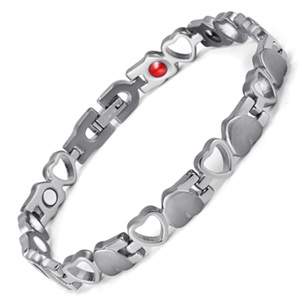 Rainso Fashion Stainless Steel Bracelet For Women With Magnet Energy Bio Health Care Jewerly Bracelet viking Lovers Hand Chain