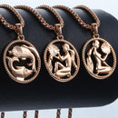 Tierkreiszeichen 12 Konstellation Anhänger Halskette 585 Roségold Farbe Horoskop Halskette Herren Kette Geschenk Modeschmuck GPM21