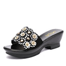 GKTINOO, zapatillas de mujer 2022, zapatillas de verano para mujer, zapatos de tacón con cuña para mujer, zapatos de verano a la moda con diamantes de imitación, cuero Geuine