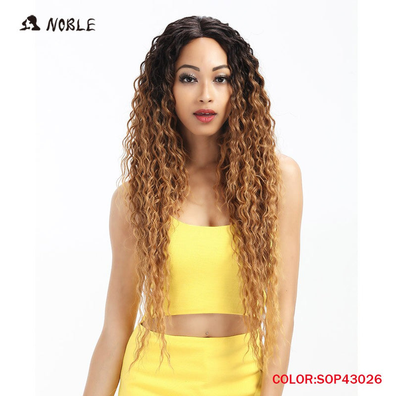 Noble Synthetic Lace Wig Long Wavy Hair 30 Inch Ombre Blonde Wigs For Black Women Blonde Wig Hair Synthetic Lace Wig