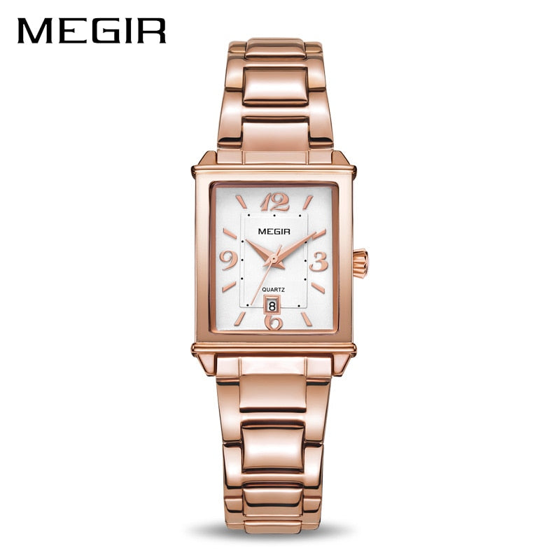 MEGIR Damenuhren Roségold Luxus Damen Armbanduhr für Liebhaber Mode Mädchen Quarz Armbanduhr Uhr Relogio Feminino 1079