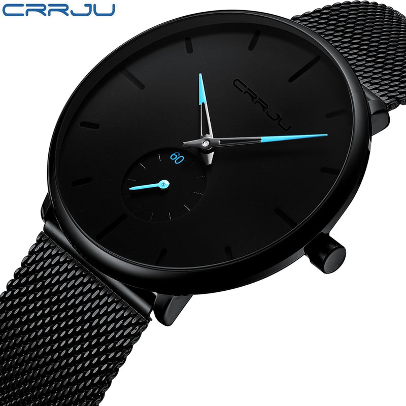 CRRJU Mens Watches Ultra-Thin Minimalist Waterproof - Fashion Wrist Watch for Men Unisex Dress with Stainless Steel Mesh Band