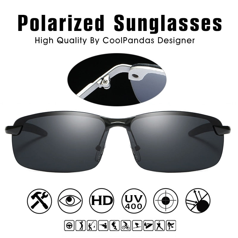 CoolPandas Anti-Glare HD Polarisierte Herren-Sonnenbrille Markendesigner Metal Driving Damen-Sonnenbrille Oculos De Sol Masculino Ray