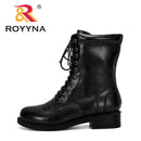 ROYYNA nuevo aumento Popular botas cortas Mujer Otoño Invierno botas De cabeza redonda Mujer Zapatos De Mujer cómodos zapatos De Mujer