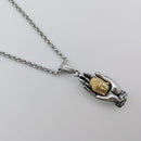 2021 New 2 tone 316L Stainless steel Buddhsim Buddha hand pendant necklace mens religion Buddha Buddhism necklace religious