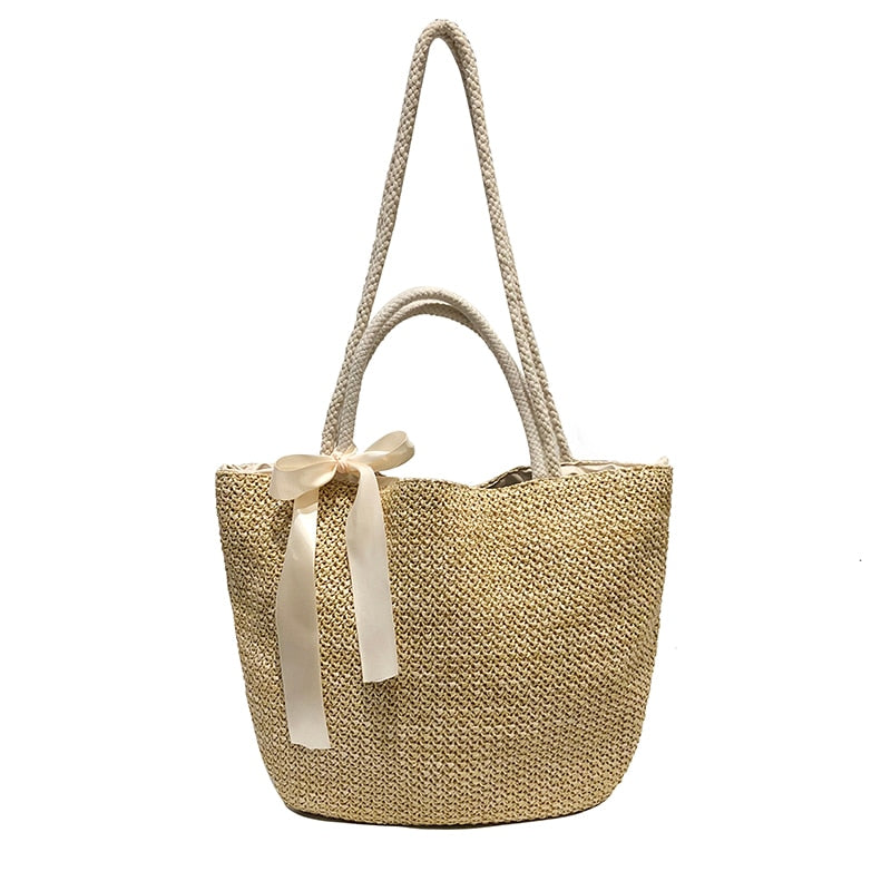 Bolso de mano tejido de ratán a la moda para mujer, bolso de playa de verano, bolso de mano de gran capacidad, bolsos cruzados de paja tejidos a mano para mujer