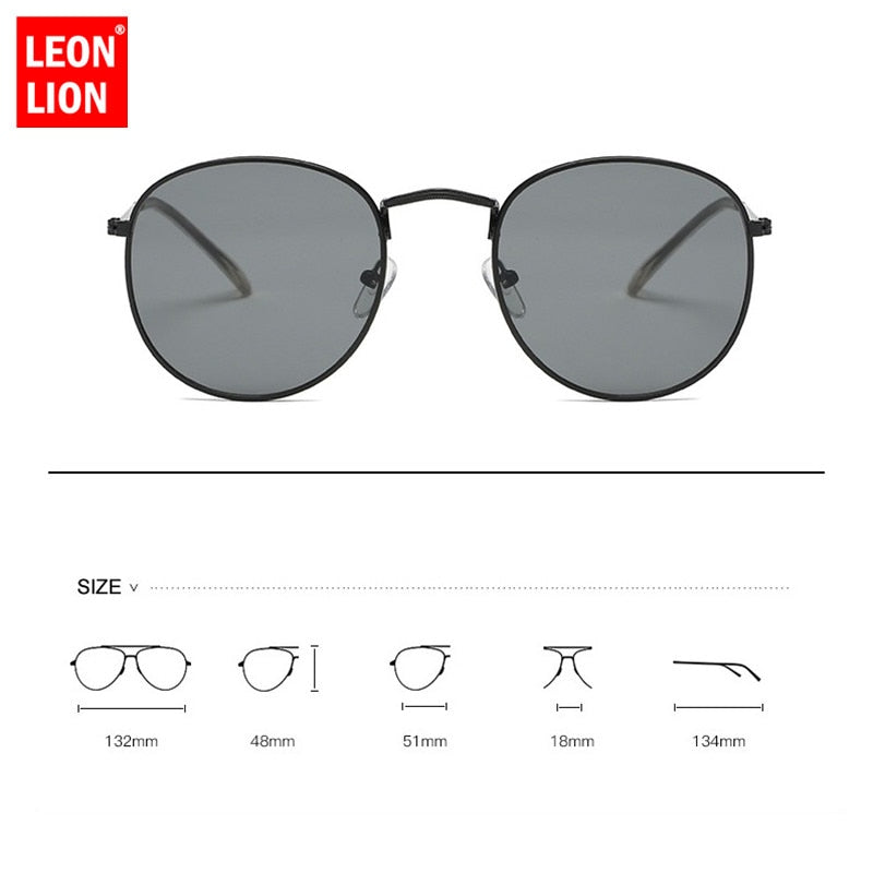 LeonLion Classic Round Alloy Sunglasses Women Brand Designer Sunglasses Small Frame Sun Glasses Vintage Metal Oculos Feminino