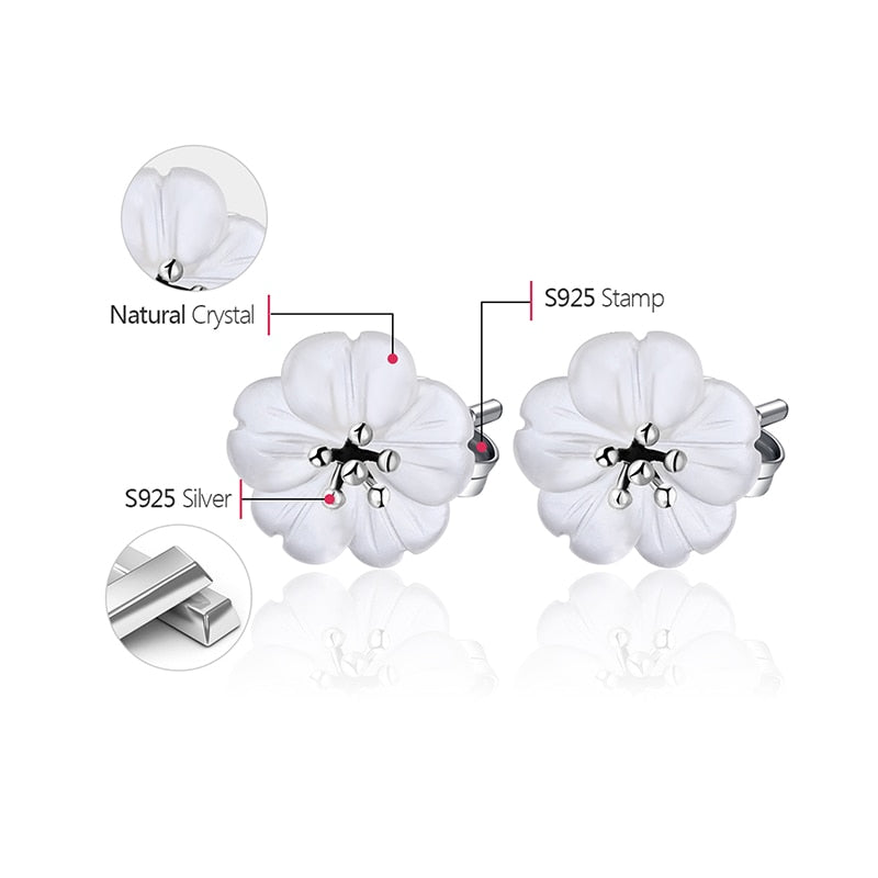 Lotus Fun Real 925 Sterling Silver Earrings Natural Crystal Gems Fine Jewelry Flower in the Rain Stud Earrings for Women Brincos