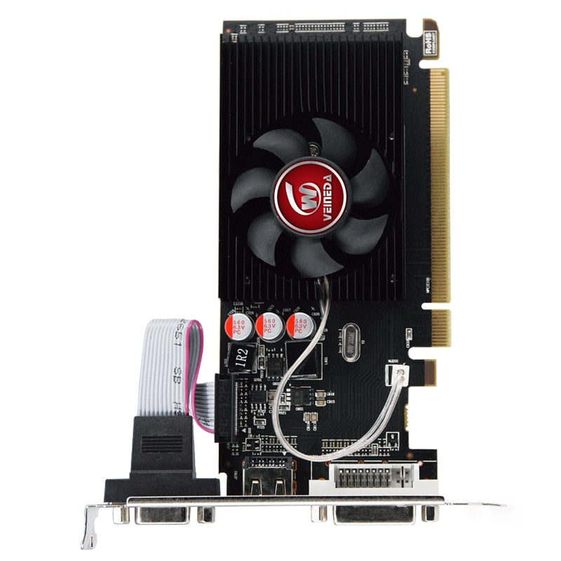 Veineda Tarjetas gráficas GPU HD6450 2GB DDR3 64Bit VGA Tarjetas de video PCI Express para ATI Radeon Gaming Reacondicionado