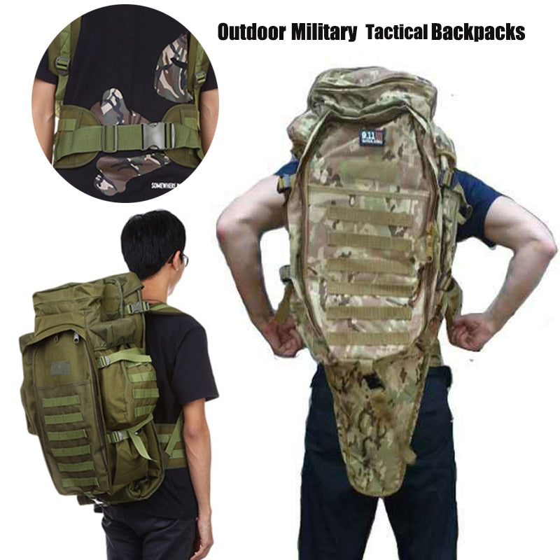 Hot 60L Outdoor Waterproof Military Backpack Pack Rucksack Tactical Bag For Hunting Shooting Camping Trekking Hiking Traveling