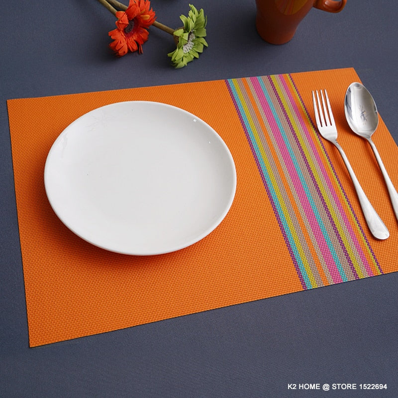 Home Decorative Table Mats PVC 45x30CM Table Placement Fashion Table Placemat Stain-resistant Table Pad Place Mat Set of 4PCS