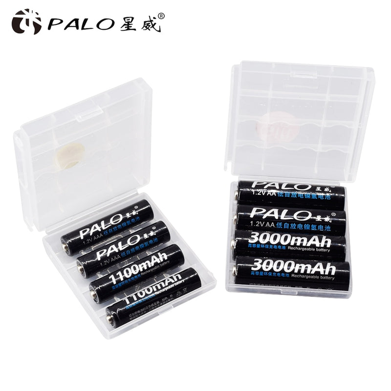 PALO 4Pcs 3000mAh 1.2V AA Rechargeable Batteries+4Pcs 1100mAh 1.2V AAA Battery NI-MH AA AAA Rechargeable Battery for Camera Toy