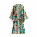 Verde Vintage Night Garde Print Boho maxi Kimono manga cárdigan bohemio blusa larga envolvente Tops ropa de playa Bikini cubierta traje de baño
