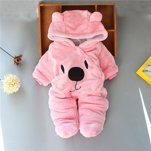 Neugeborenes Baby Mädchen Kleidung 0-3 Monate Winter Dicke Warme Baby Footies Baumwolle Säuglingskinder Overalls Cartoon Bär Baby Jungen Kleidung