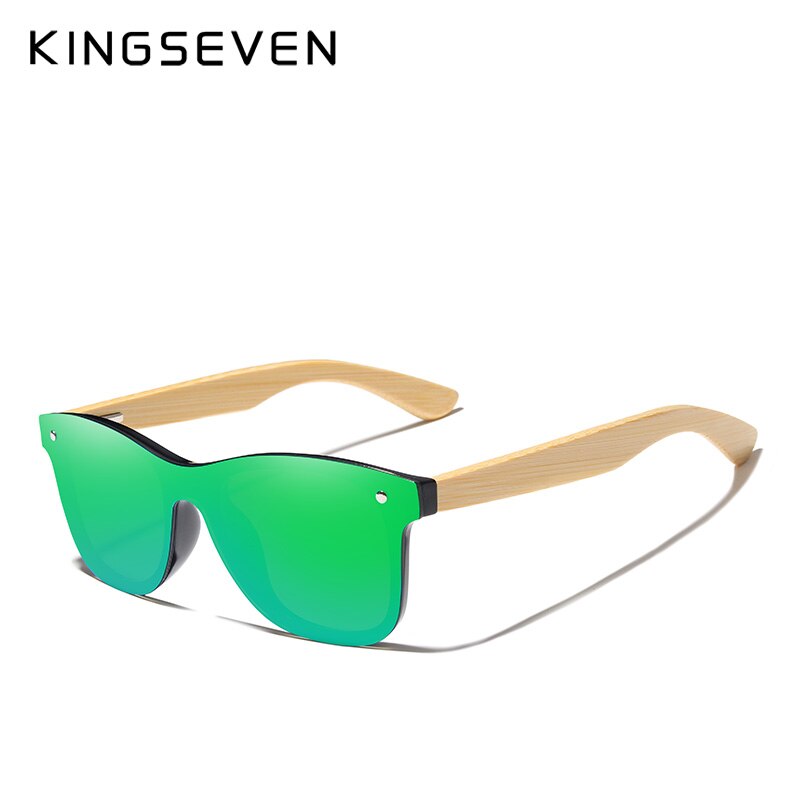 Marca KINGSEVEN, gafas de sol polarizadas con templos de bambú para hombre, gafas cuadradas clásicas, gafas de sol Retro de moda para mujer, logotipo personalizado