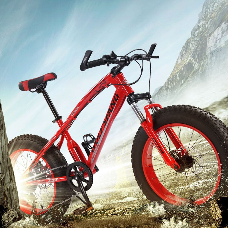 Wolfszahn Fahrrad Mountainbike 21 Geschwindigkeit 2,0 "X 4,0" Fahrrad Rennrad Fatbike Scheibenbremse Frauen und Kinder Schneefahrrad