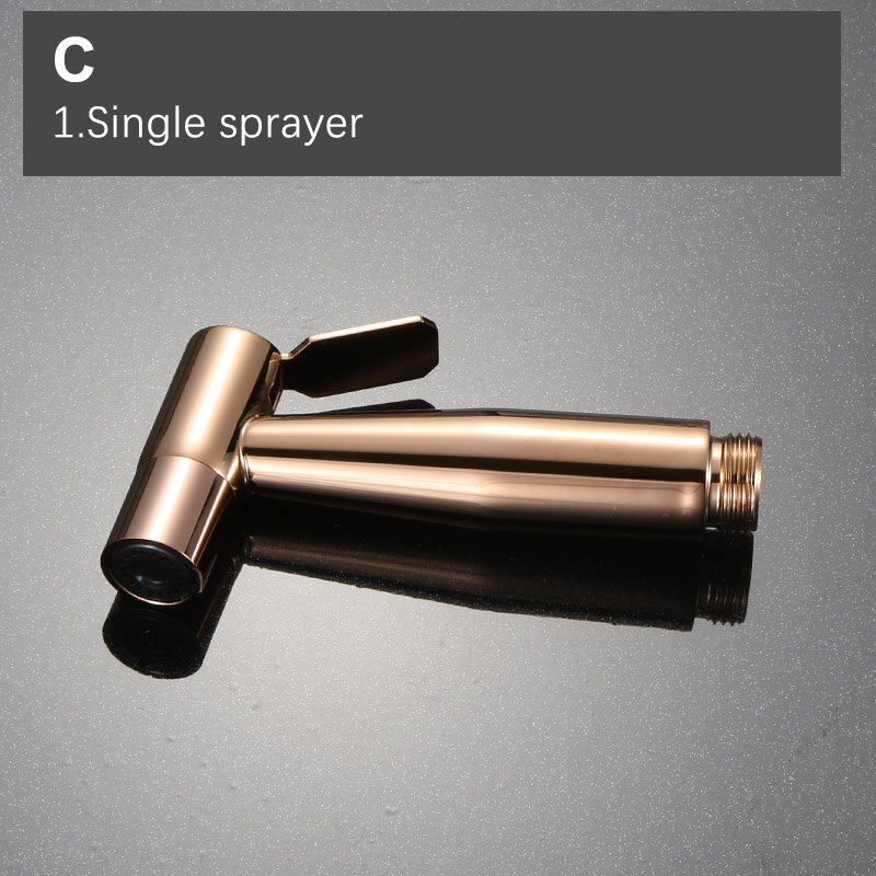 Awolf Rose Gold Hygienic Shower Head Handheld Toilet Bidet Sprayer Set Stainless Steel Shattaf Brass Valve Anal Shower AP2102