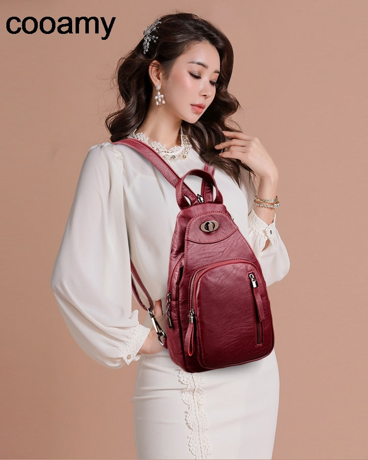 Women Fashion Backpacks Shoulder School Bags for Teenage Girls Preppy Style Sackpack PU Leather Rucksack Female Knapsack