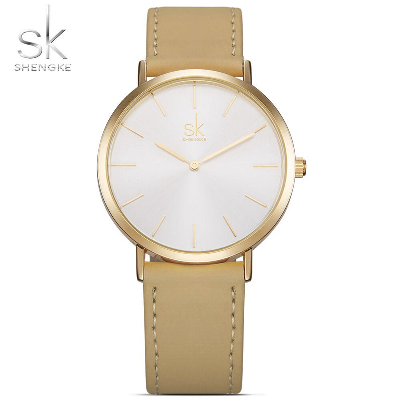 Shengke Brand New Fashion Simple Style Top Famous Luxury Brand Quartz Watch Women Leather Watches Reloj Mujer Zegarek Damski