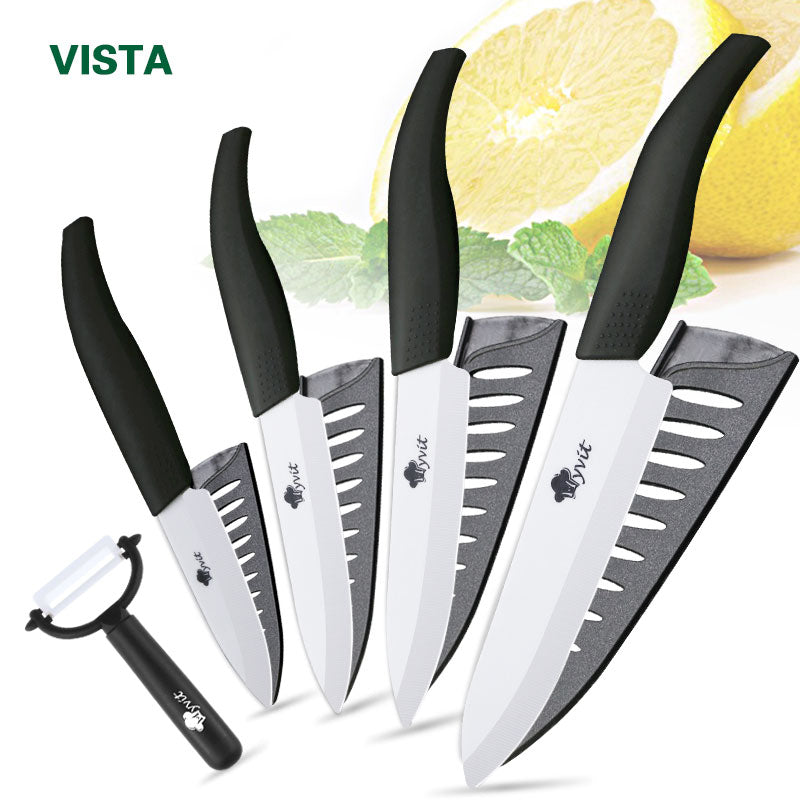 Messerset Keramikmesserset 3 4 5 6 Zoll Zirkonia Keramik Schwarz-Weiß-Klinge Kochen Schälen Obst Kochmesser