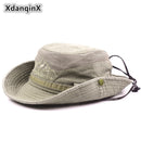 XdanqinX Adult Men&#39;s Cap Summer Mesh Breathable Retro 100% Cotton Bucket Hat Panama Jungle Fishing Hats Novelty Dad&#39;s Beach Cap