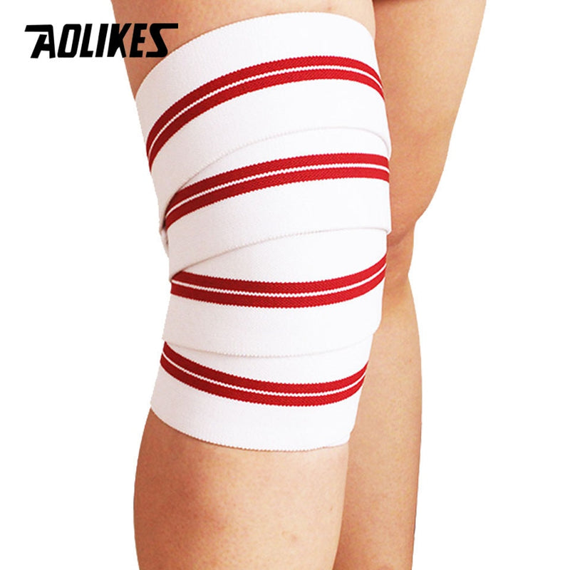 AOLIKES 1PCS 2M*8CM Fitness Pressurized Straps Gym Weight Lifting Leg Knee Compression Training Wraps Elastic Bandages