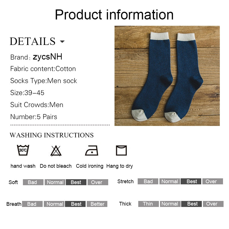 2021 Autumn Winter New High Quality Organic Cotton Harajuku Happy Men Socks Compression Sock Men's Business Dress Long Sock Gift