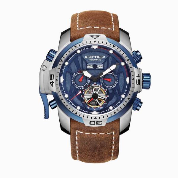 Reloj deportivo Reef Tiger/RT Esfera complicada con año Mes Calendario perpetuo Caja de acero grande Relojes RGA3532