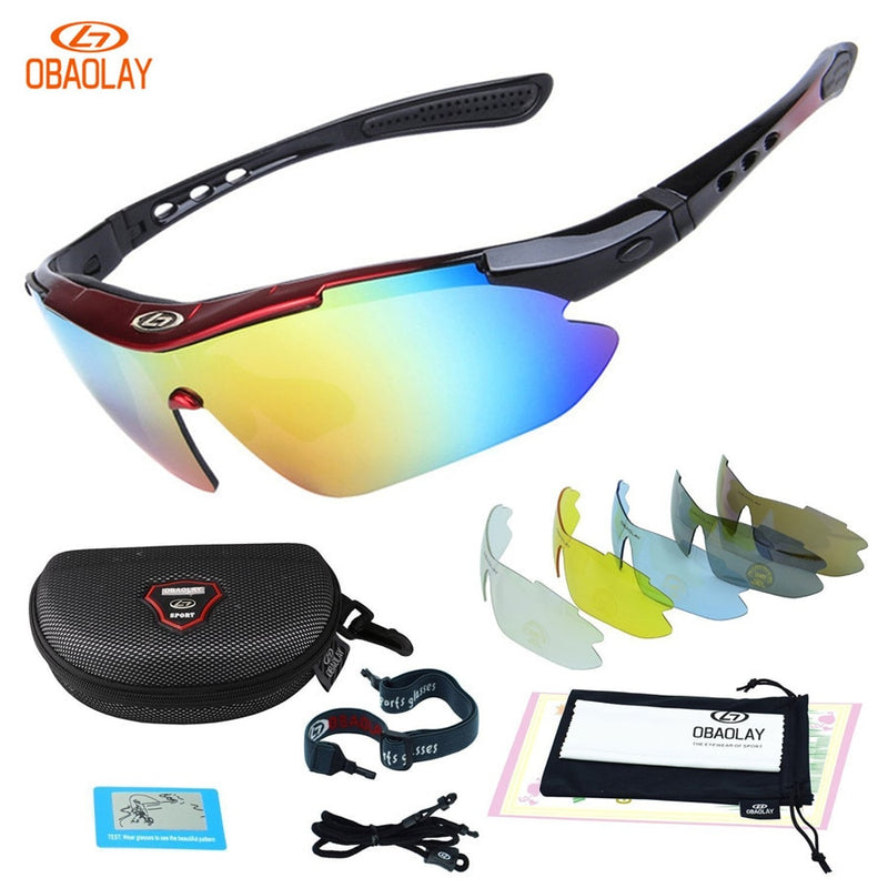 OBAOLAY, gafas de sol polarizadas UV400 para ciclismo, gafas para bicicleta, gafas para montar, deportes al aire libre, gafas de pesca, 5 lentes