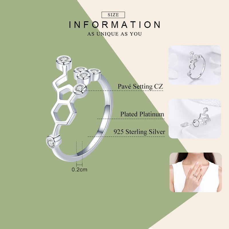 BAMOER Real 925 Sterling Silver Honeycomb Adjustable Finger Rings for Women Clear CZ Ring Wedding Engagement Jewelry Anel SCR433