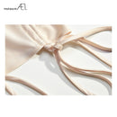 AEL Rückenfreies Kleid Sexy Low Cut Satinkleid Damen Elegant Court Party Kordelzug Kleider Bodycon Sommer 2019 Club Street Wear