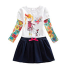 DXTON Winter Kids Dresses For Girls Flying Sleeve Unicorn Children Dress Star Stripe Toddler Cotton Clothing Causal Girls Dress