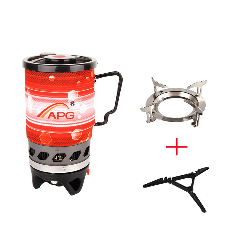 APG Outdoor Portable Cooking System Hiking Camping Stove Heat Exchanger Pot Propane Gas Burners