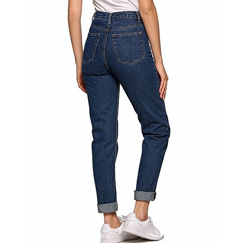 Vintage ladies boyfriend jeans for women mom high waisted jeans blue casual pencil trousers korean streetwear denim pants