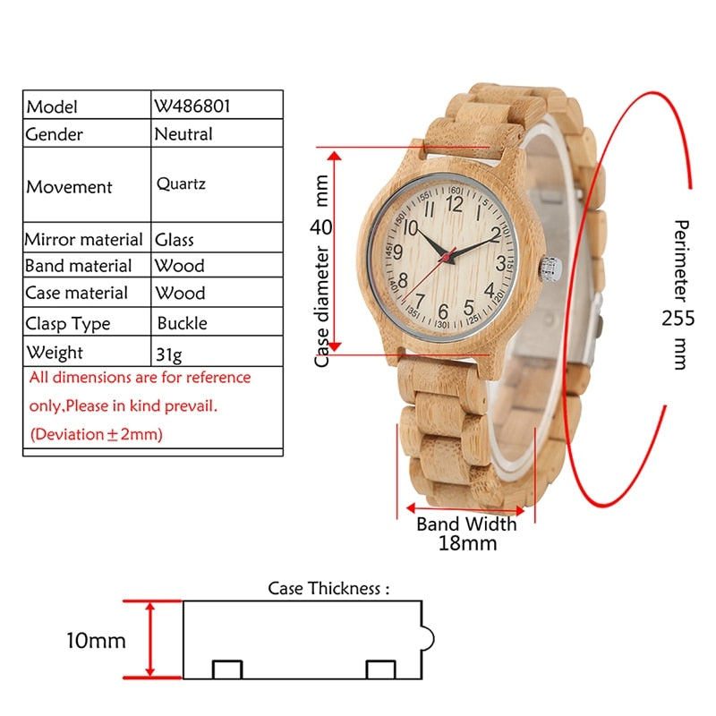 Women Wood Watch Natural All Bamboo Wood Clock Watches Top Brand Luxury Quartz Ladies Dress Watch Wooden Bangle as Best Gifts