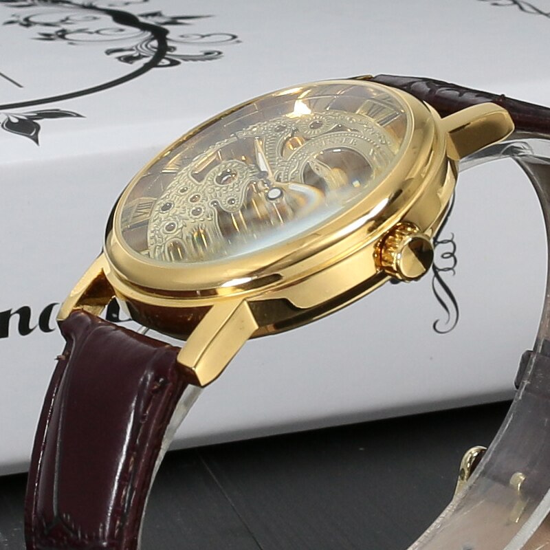 Ganador de la mejor marca, reloj mecánico informal de acero inoxidable a la moda de lujo para hombre, reloj de cuerda manual con esqueleto para hombre, reloj de pulsera