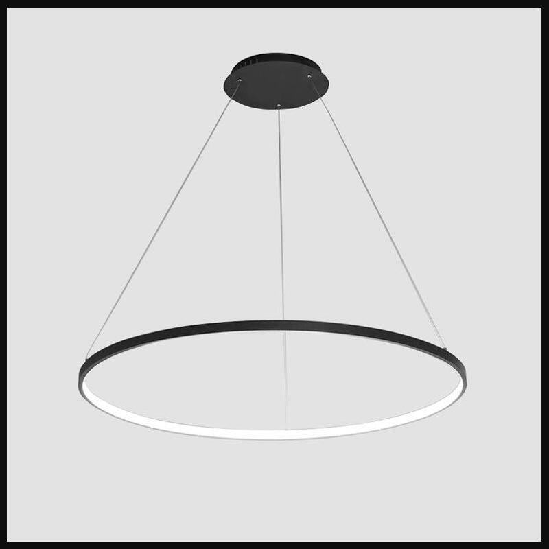 D100cm, luces colgantes modernas en blanco y negro para sala de estar, comedor, 4/3/2/1 anillos circulares, cuerpo de aluminio acrílico, lámpara colgante LED