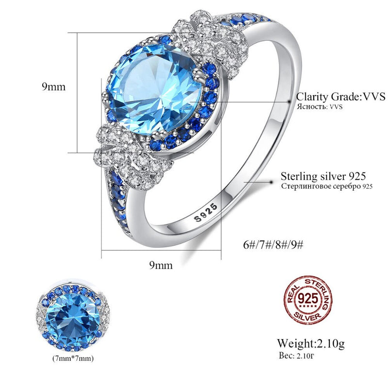 CZCITY Big Pure 925 Sterling Silber Saphir Edelstein Ringe für Damen Edlen Schmuck Luxus Verlobungs- &amp; Hochzeitsaccessoires Geschenke