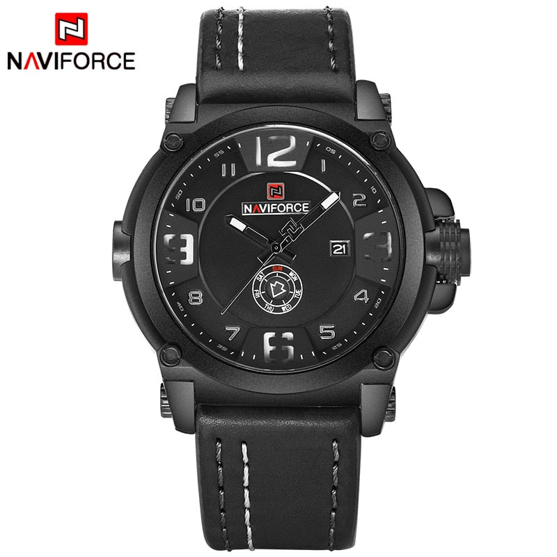 NAVIFORCE Top Luxusmarke Herren Sport Militär Quarzuhr Mann Analog Datum Uhr Lederband Armbanduhr Relogio Masculino